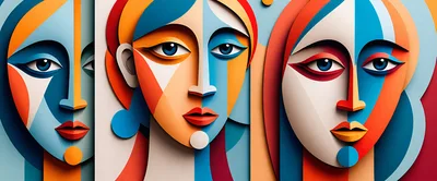 Abstract Cubist Portraits Of Three Women