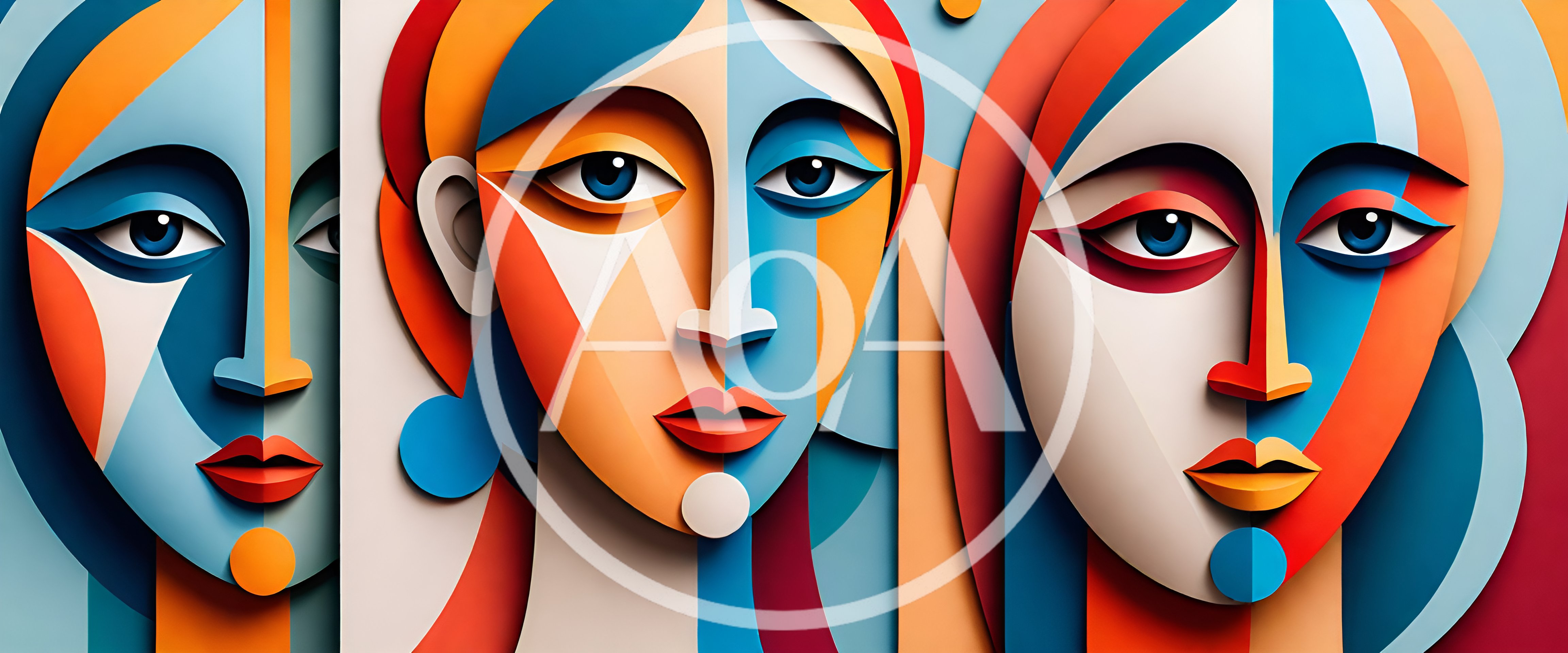 Abstract Cubist Portraits Of Three Women