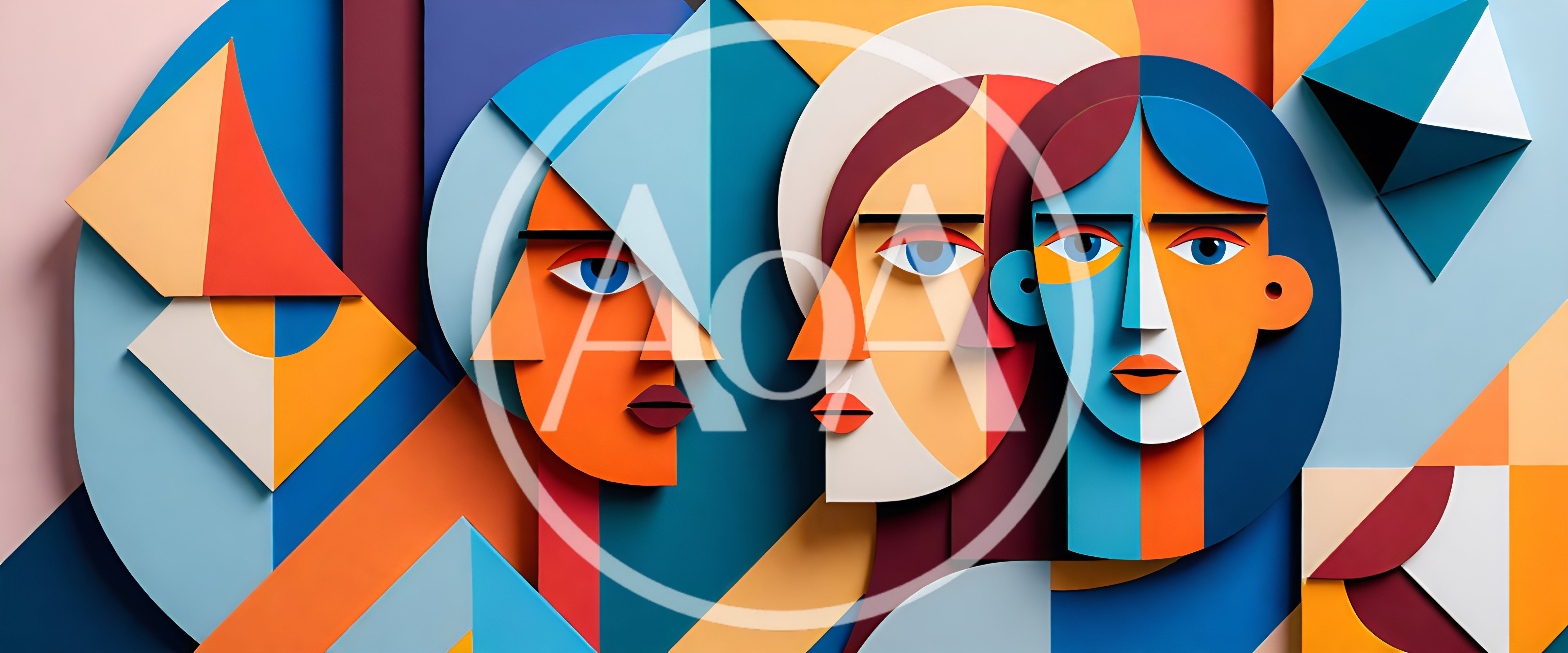 Abstract Cubist Portrait Illustration Of Three Faces