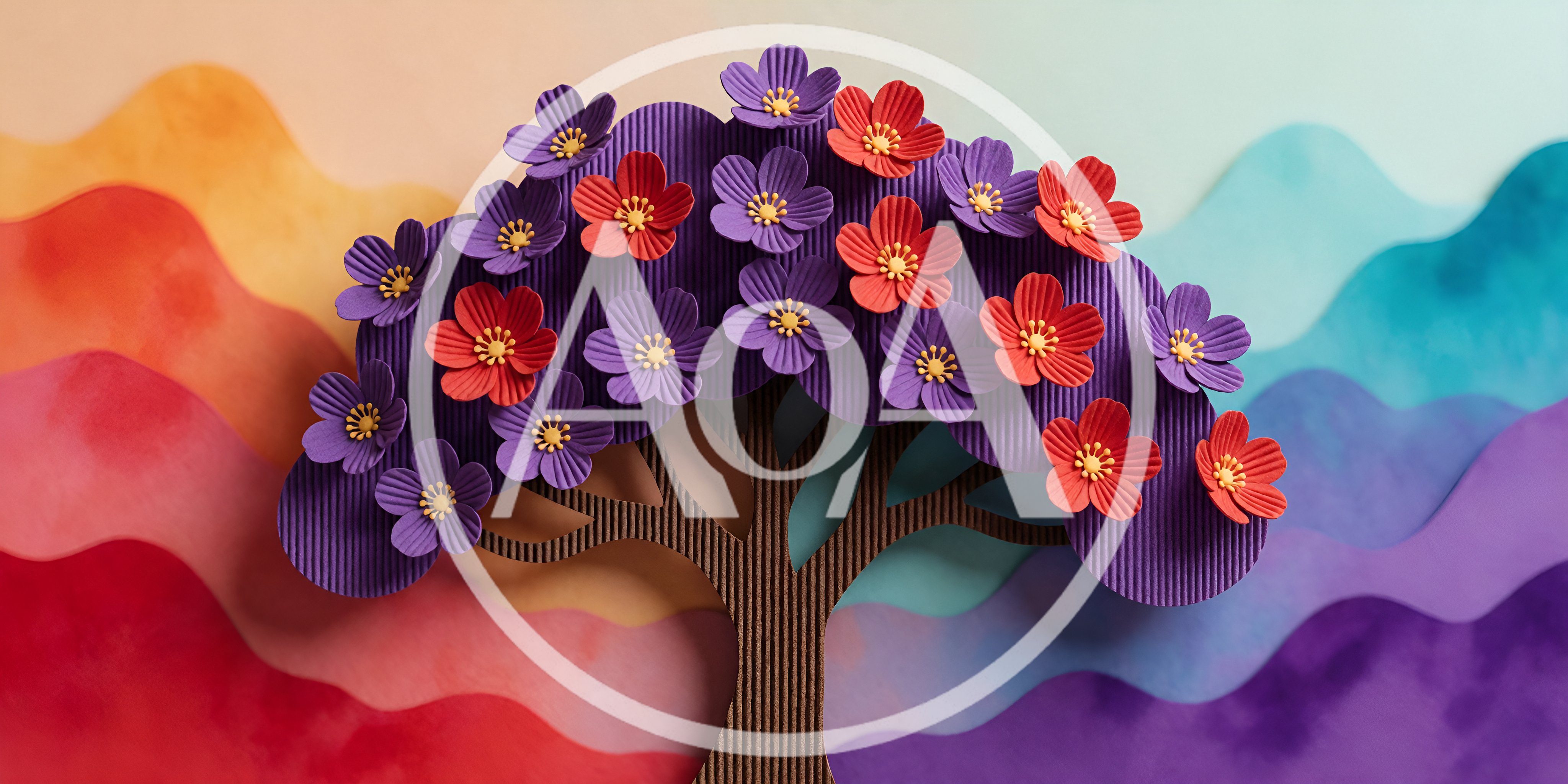 Paper Craft Tree With Colorful Floral Blossoms