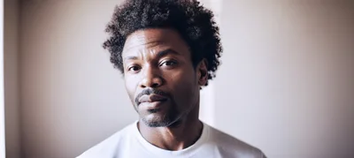 Portrait Of A Thoughtful Black Man With Afro Hair