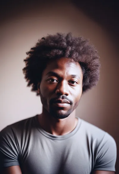 Portrait Of A Young Black Man With Afro Hair