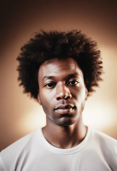 Portrait Of A Young Black Man With Afro Hair