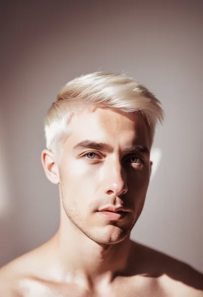 Portrait Of A Young Man With Platinum Blonde Hair