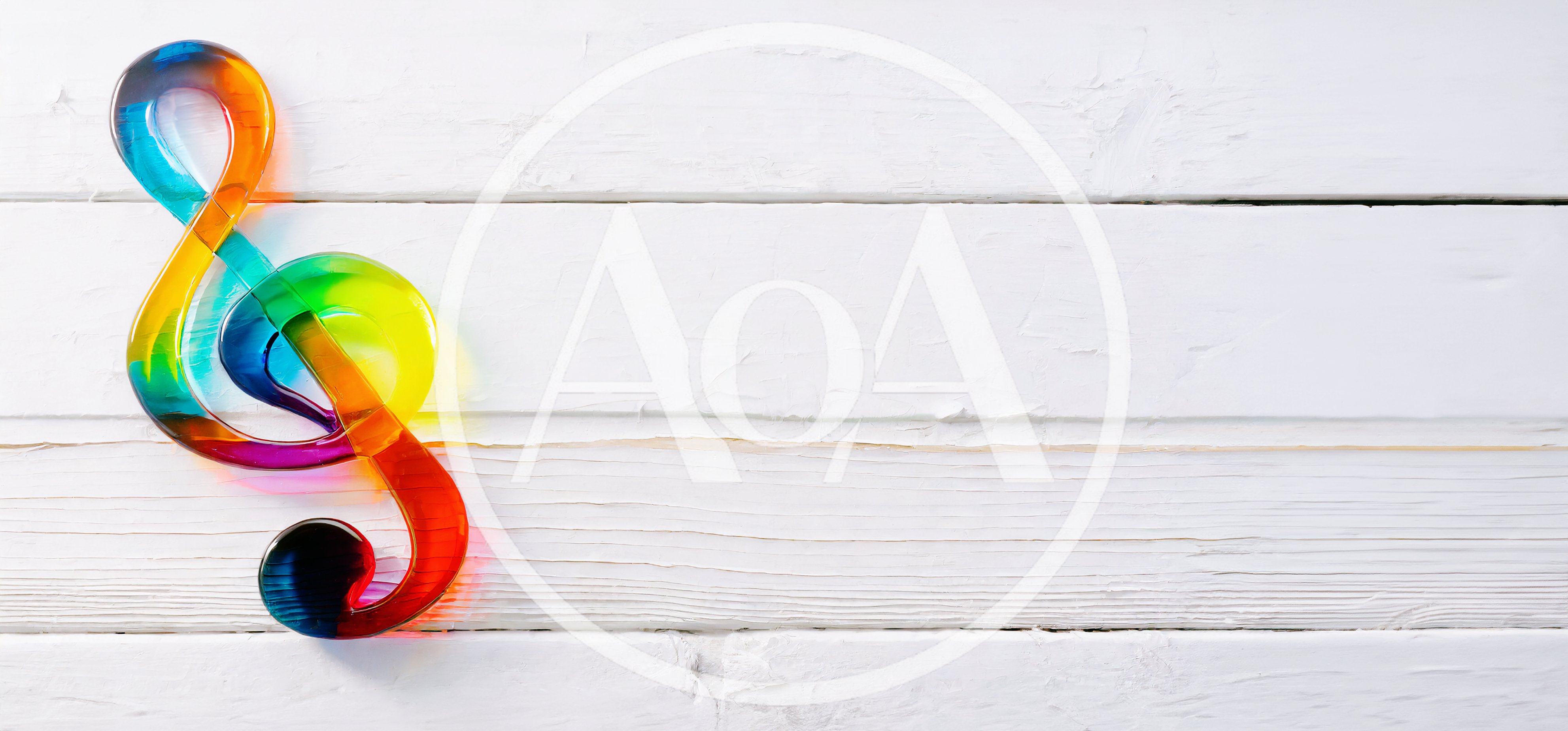 Colorful Treble Clef Symbol on White Wooden Background