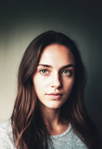 Portrait Of A Young Woman With Green Eyes