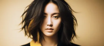 Portrait Of A Young Woman With Messy Dark Hair