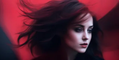 Portrait Of A Woman With Flowing Dark Hair