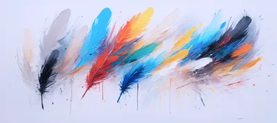 Abstract Oil Painting Of Colorful Feathers