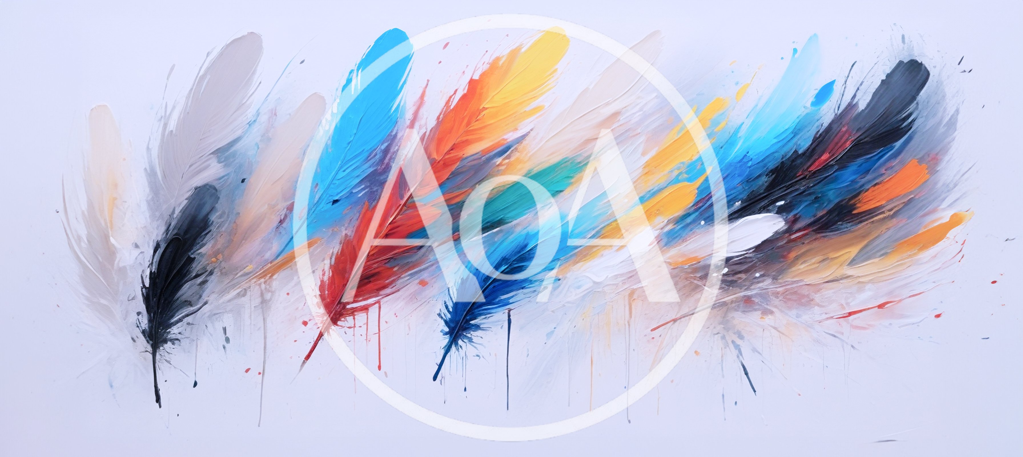 Abstract Oil Painting Of Colorful Feathers