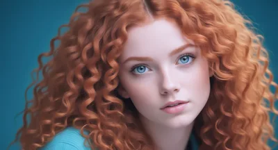 Portrait Of A Young Woman With Curly Red Hair