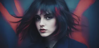 Portrait Of A Young Woman With Red Highlights