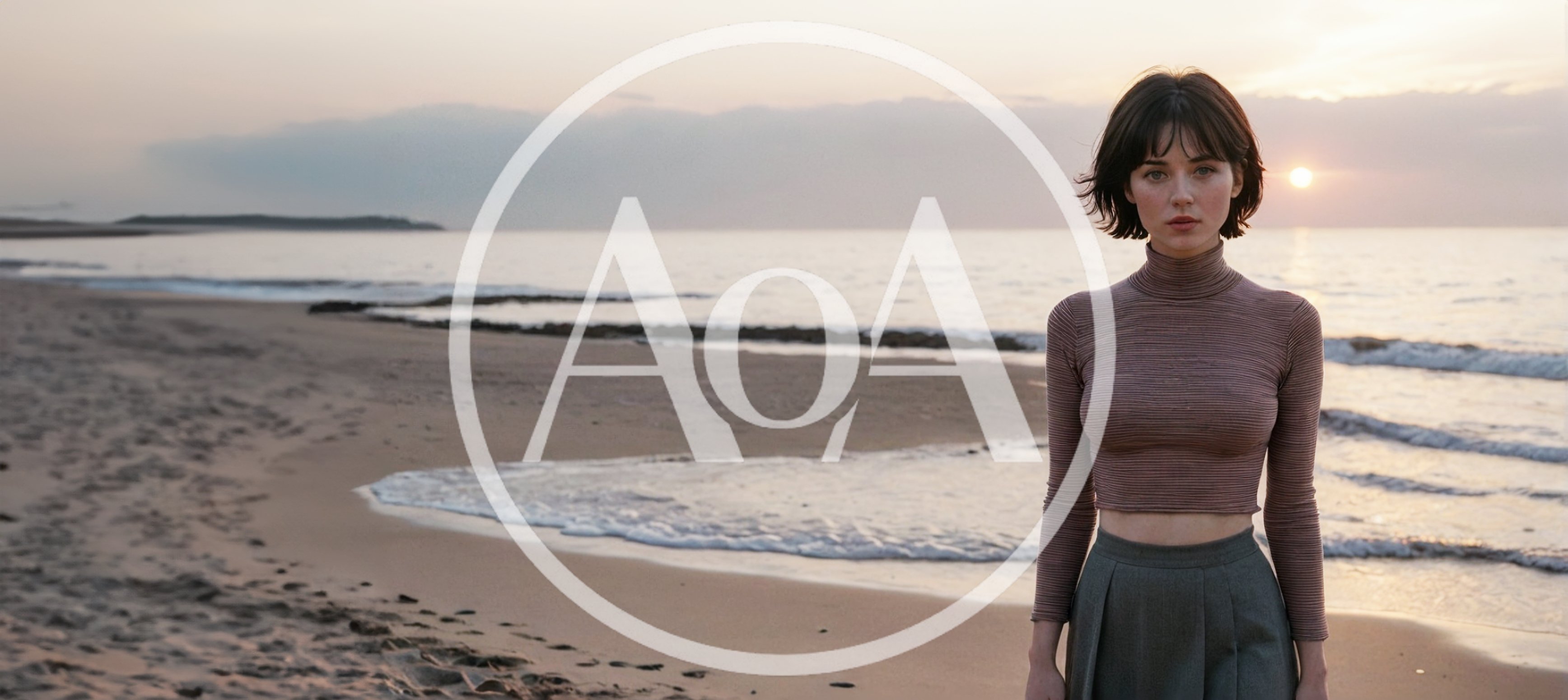 Young Woman Standing On Beach At Sunset
