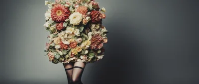 Woman Wearing A Floral Dress Made Of Flowers