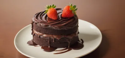 Chocolate Layer Cake With Fresh Strawberries