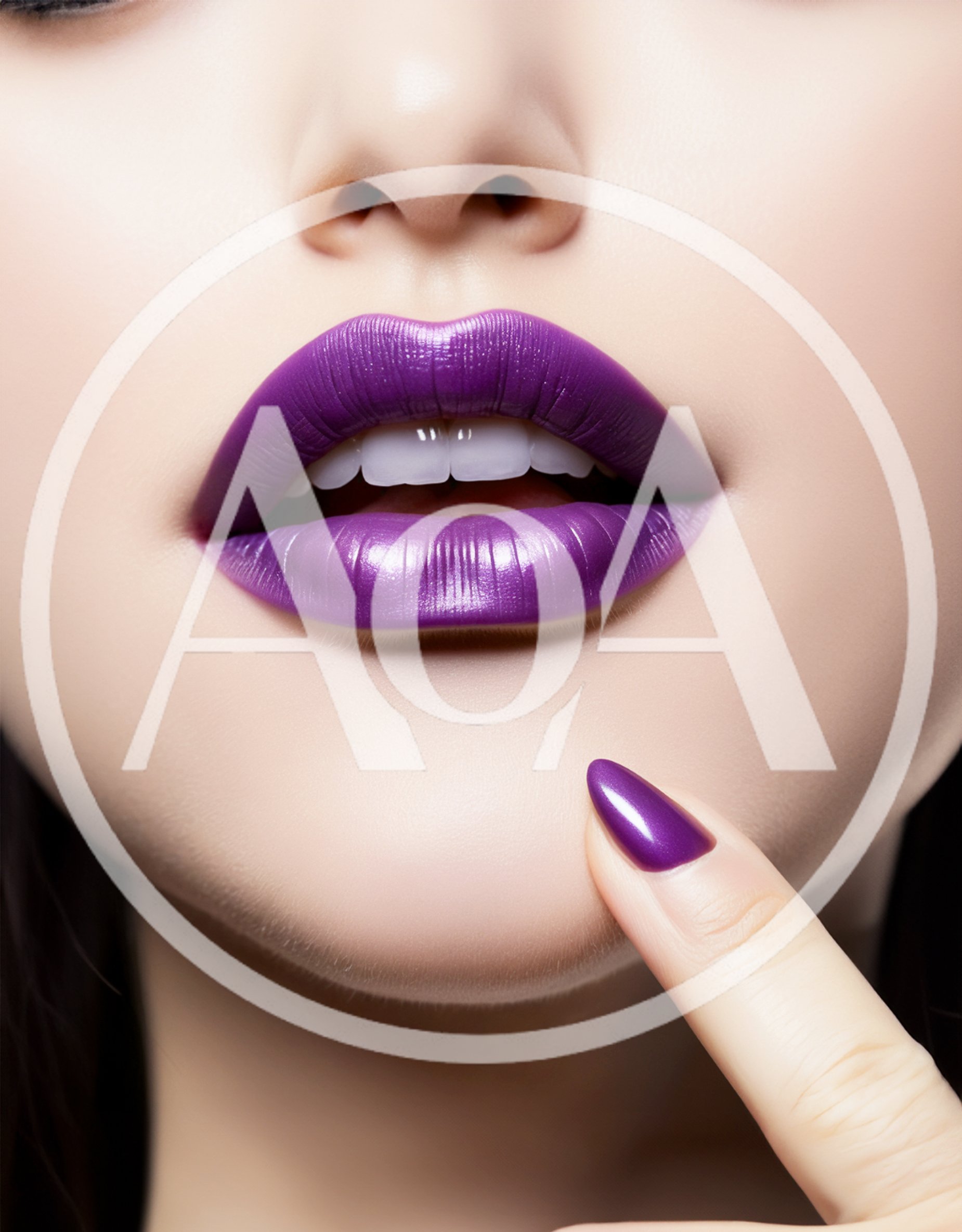 Close Up Of Woman With Vibrant Purple Lipstick