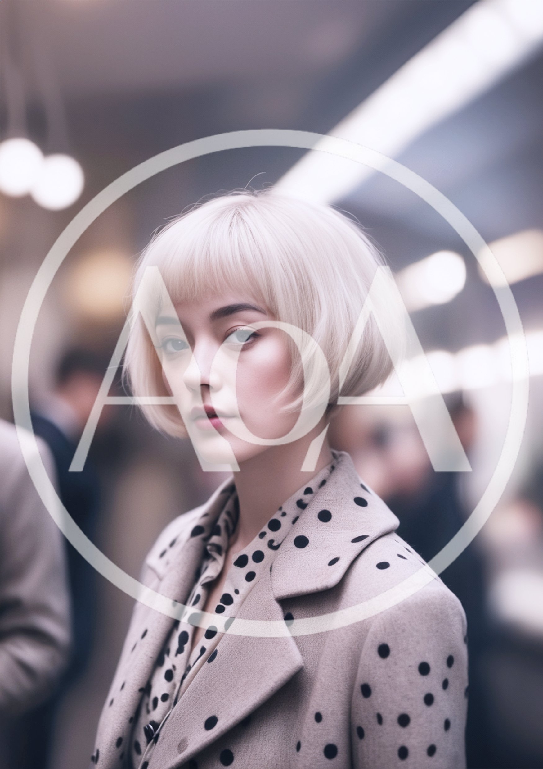 Portrait Of A Young Woman With Blonde Bob Haircut