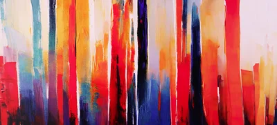 Abstract Oil Painting With Vertical Colorful Brushstrokes