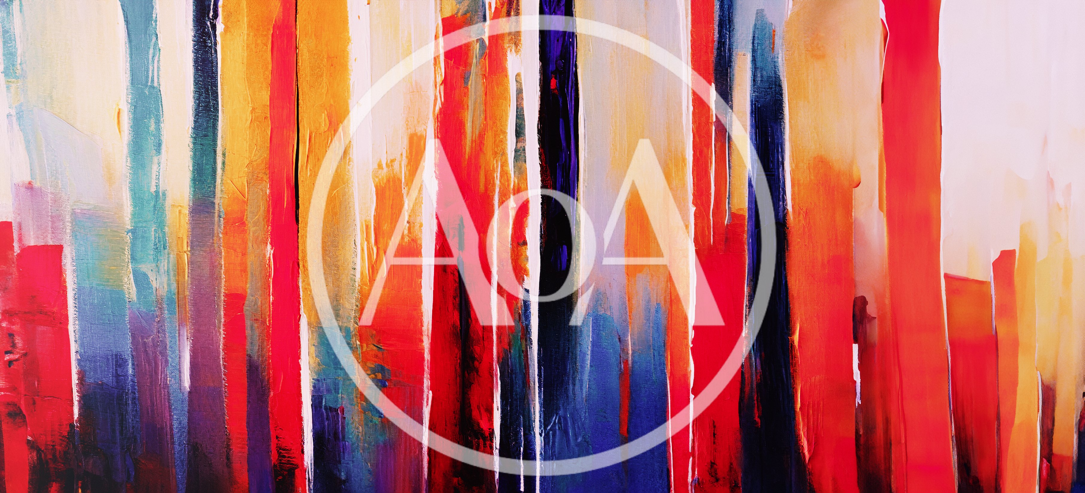 Abstract Oil Painting With Vertical Colorful Brushstrokes