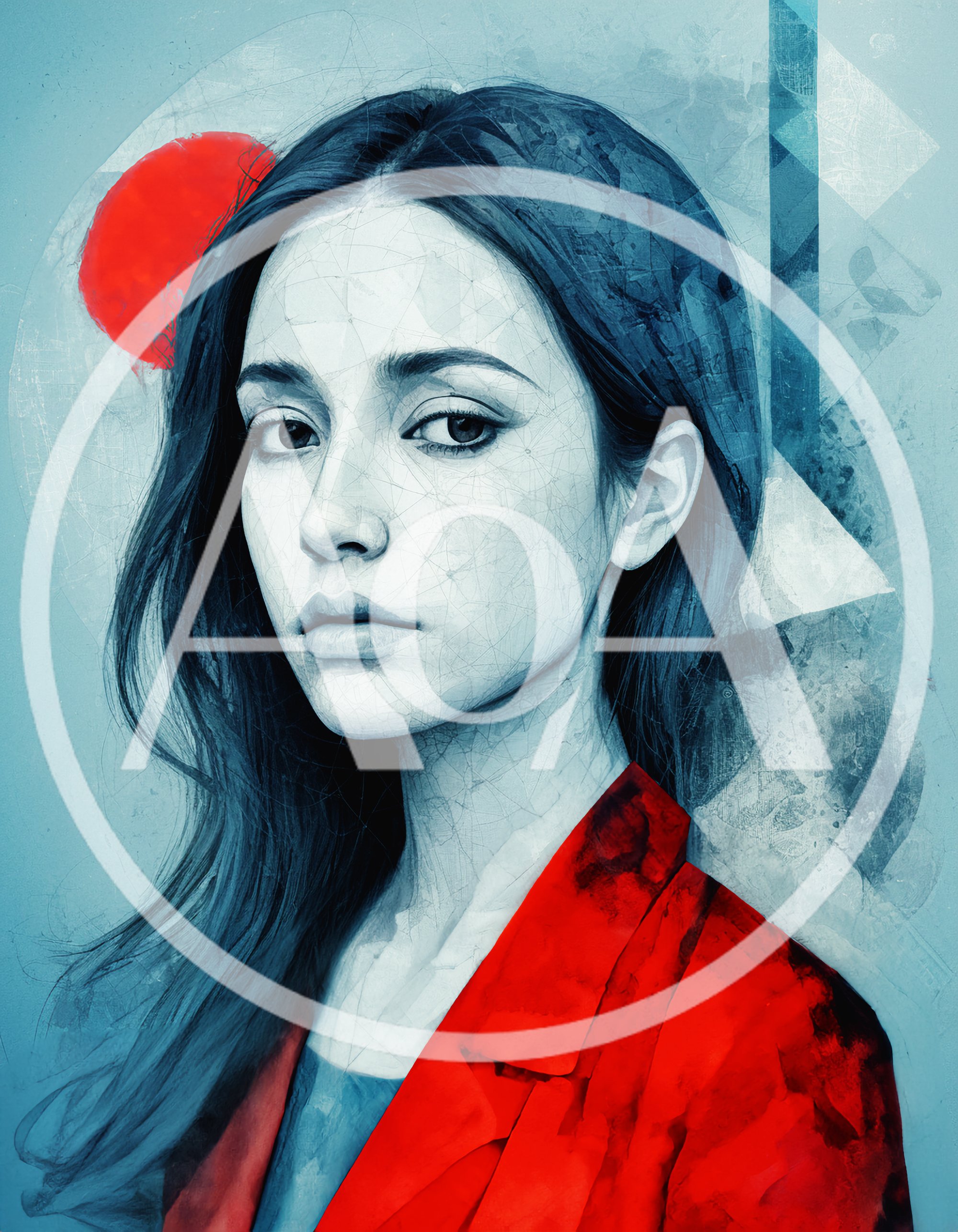 Digital Portrait Of A Young Woman In Red Blazer
