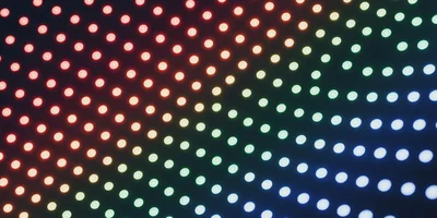 Abstract LED Light Grid With Rainbow Color Gradient