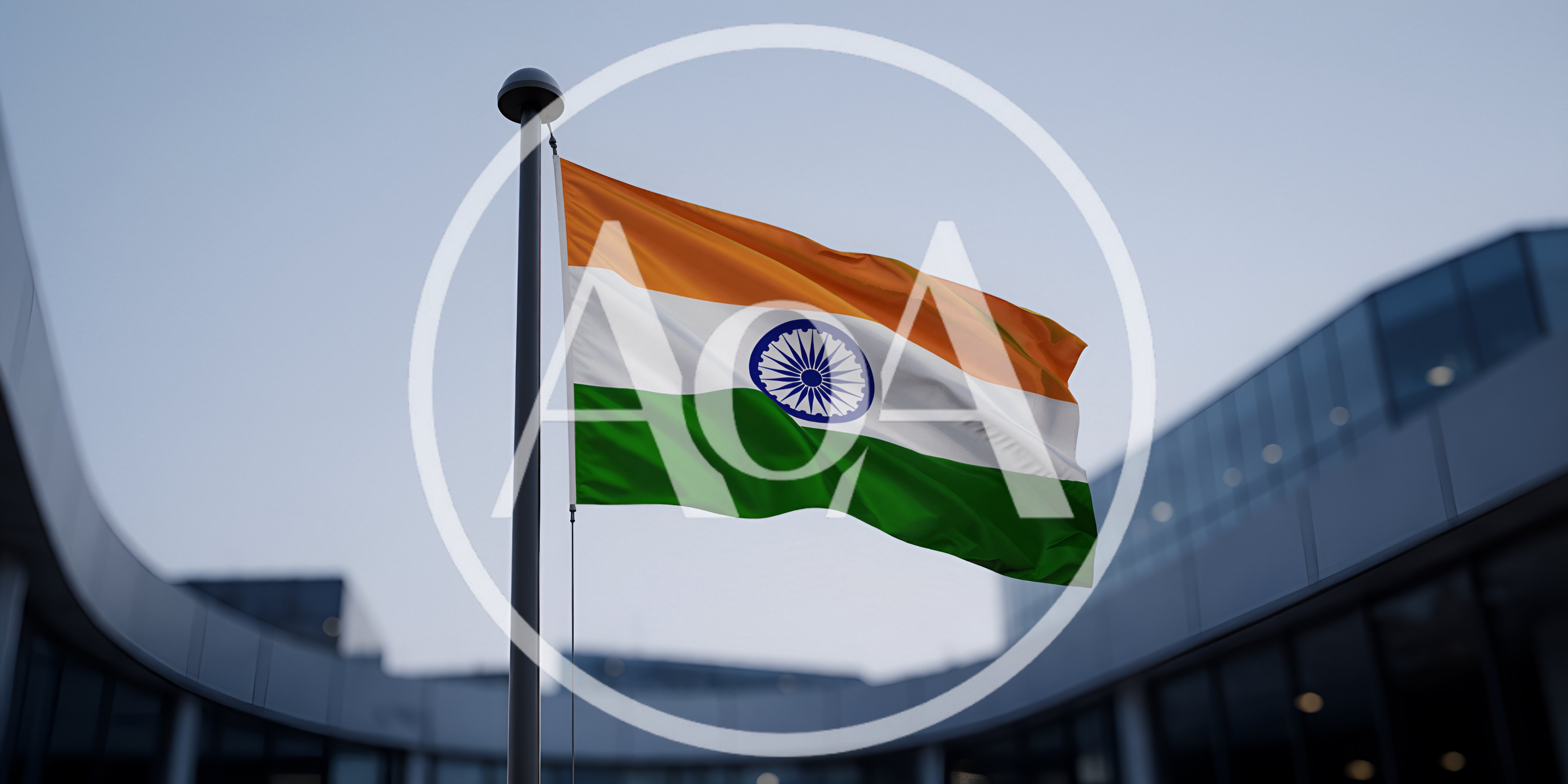 Indian National Flag Waving On A Flagpole