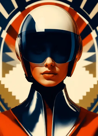 Futuristic Woman Wearing A Sleek Retro Helmet