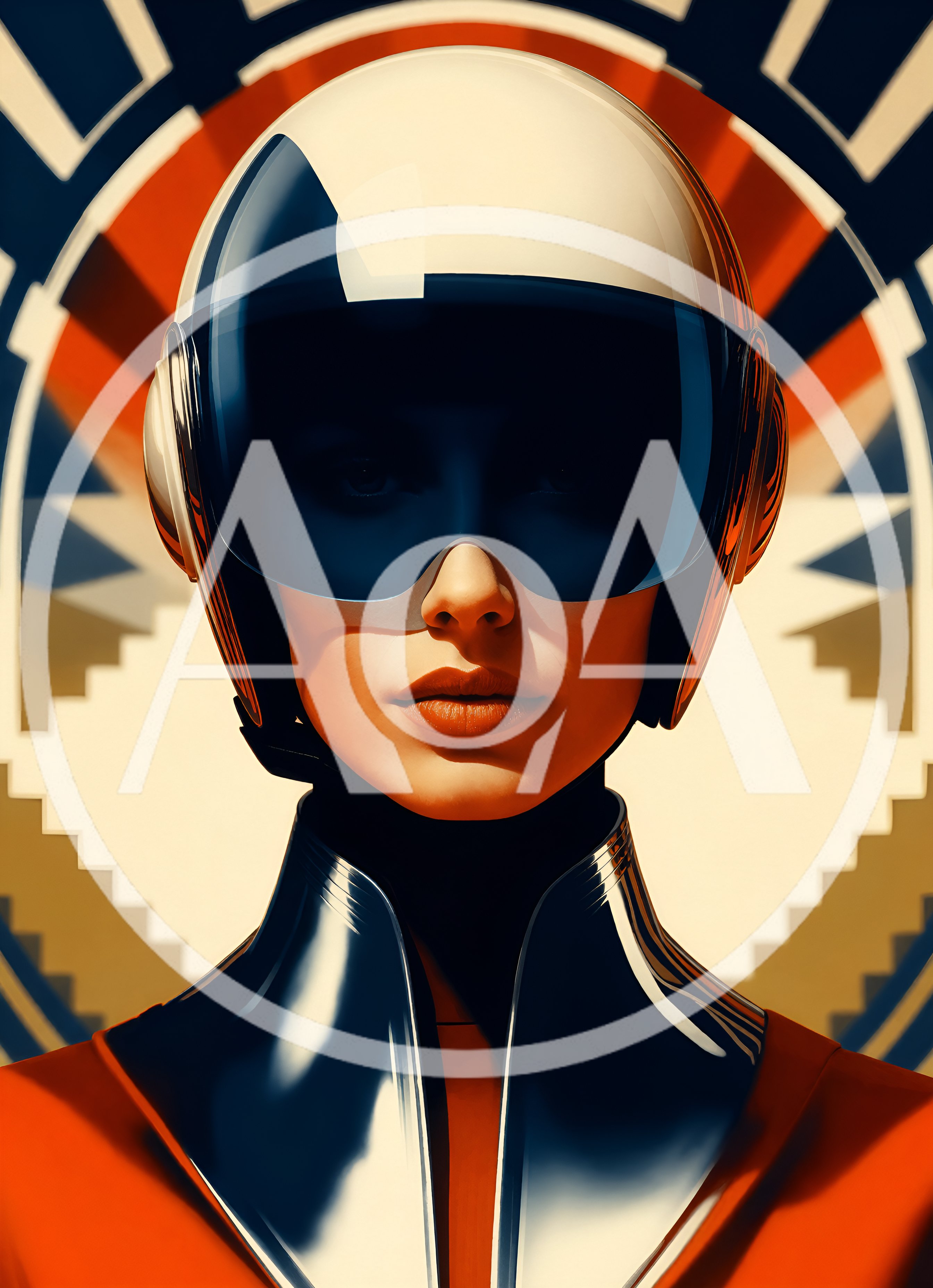 Futuristic Woman Wearing A Sleek Retro Helmet