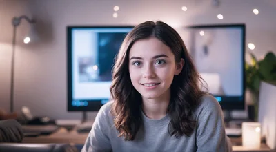 Young Woman Smiling At Camera In Home Office