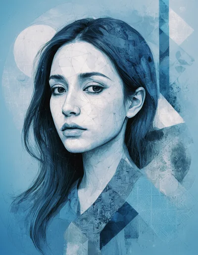 Stylized Digital Portrait Of A Young Woman