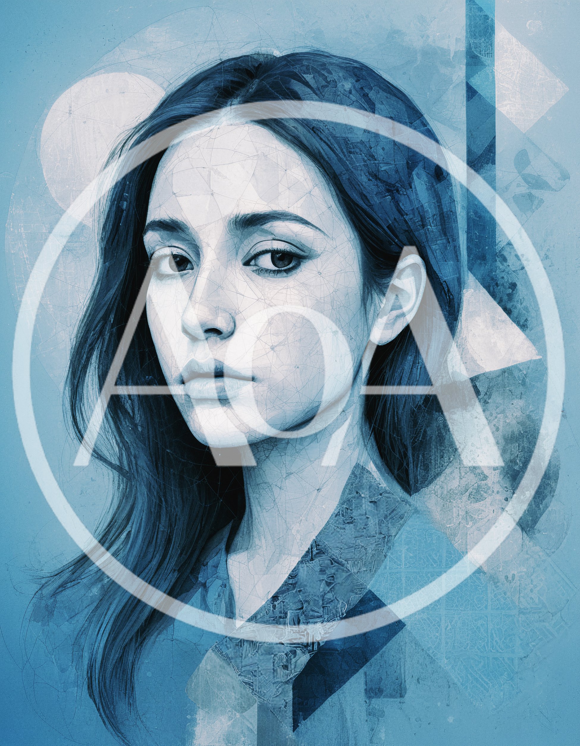 Stylized Digital Portrait Of A Young Woman