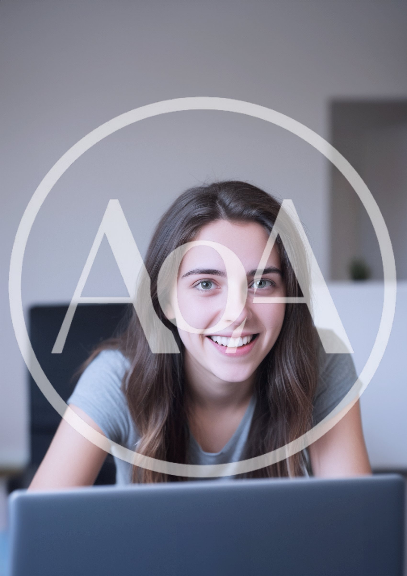 Young Woman Smiling While Working On Her Laptop