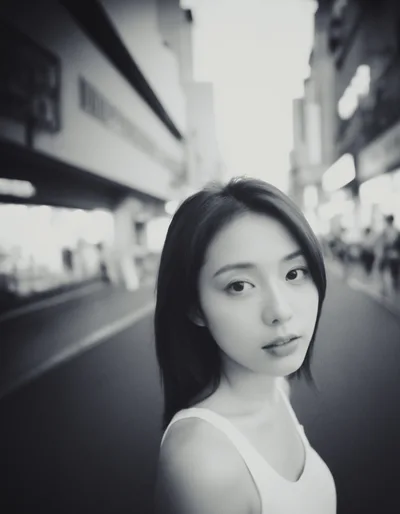 Portrait Of A Young Woman In A City Street