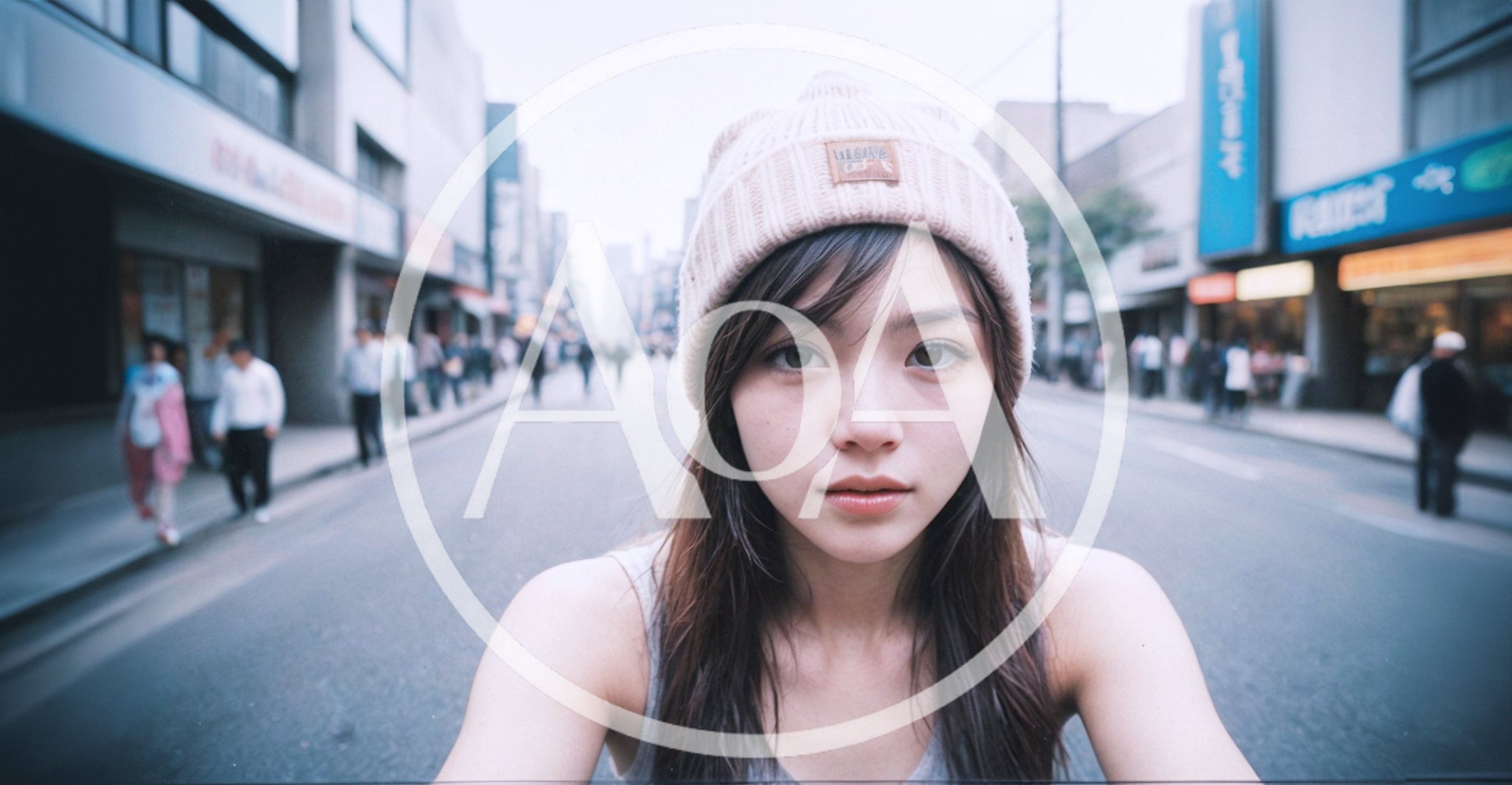 Young Woman Wearing A Beanie On A City Street