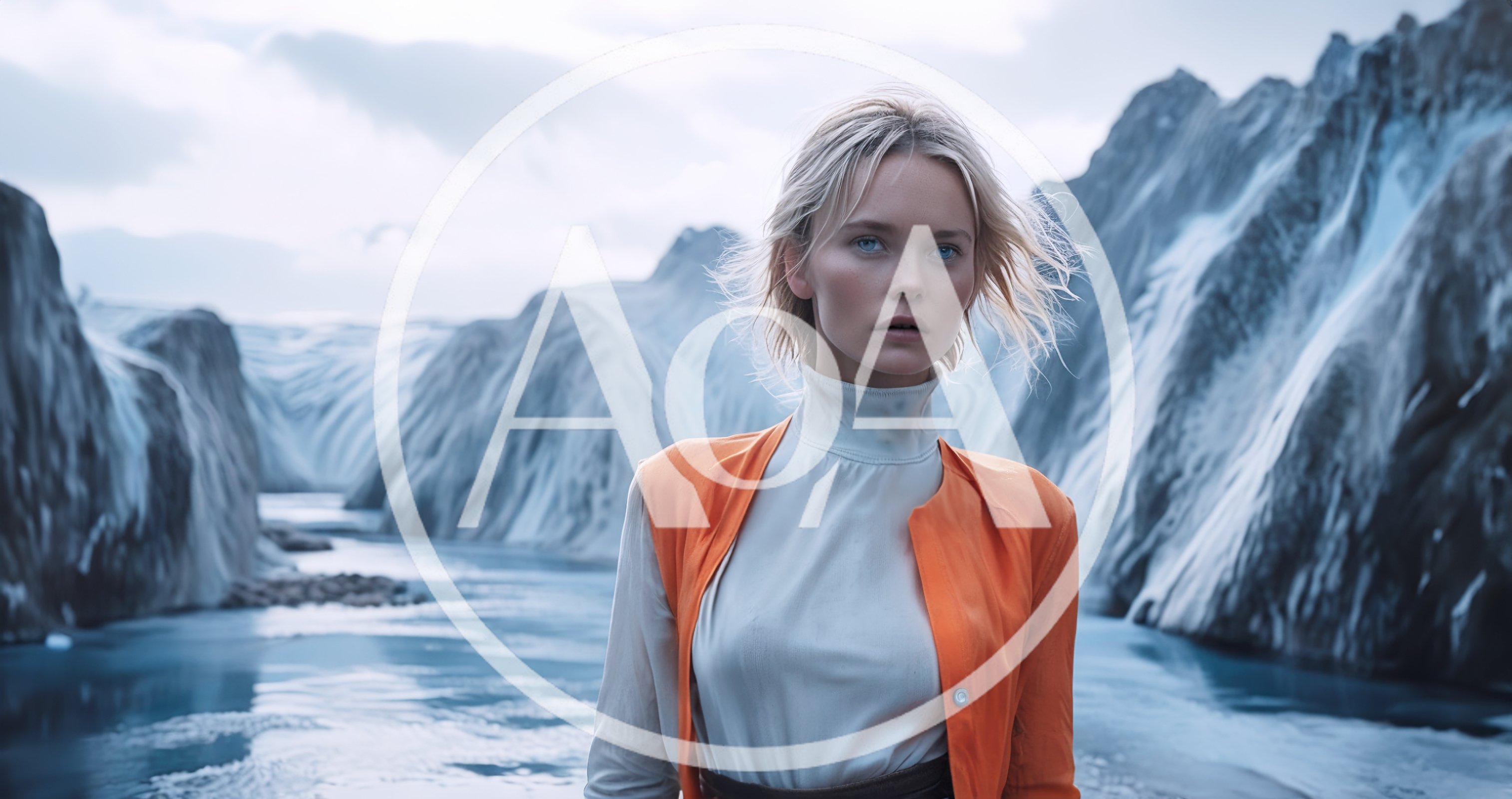 Blonde Woman Standing In A Glacial Landscape