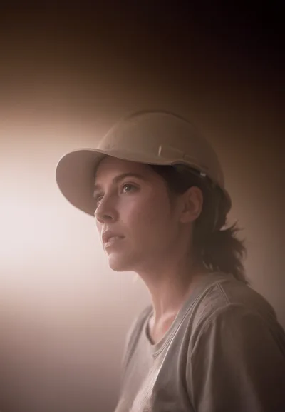 Portrait Of A Female Construction Worker In Hard Hat