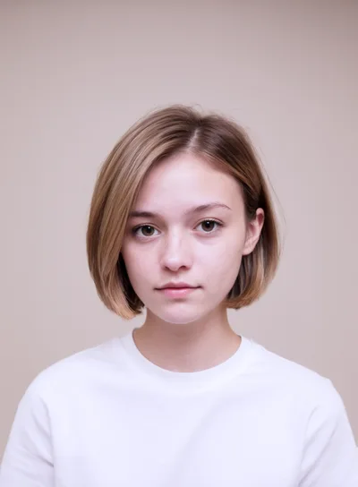 Portrait Of A Young Woman With Short Blonde Hair