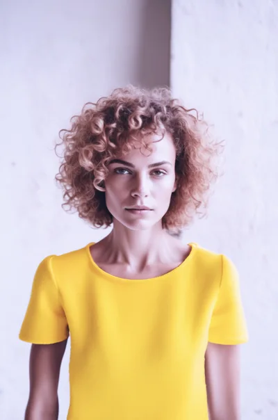 Portrait Of A Young Woman With Curly Hair