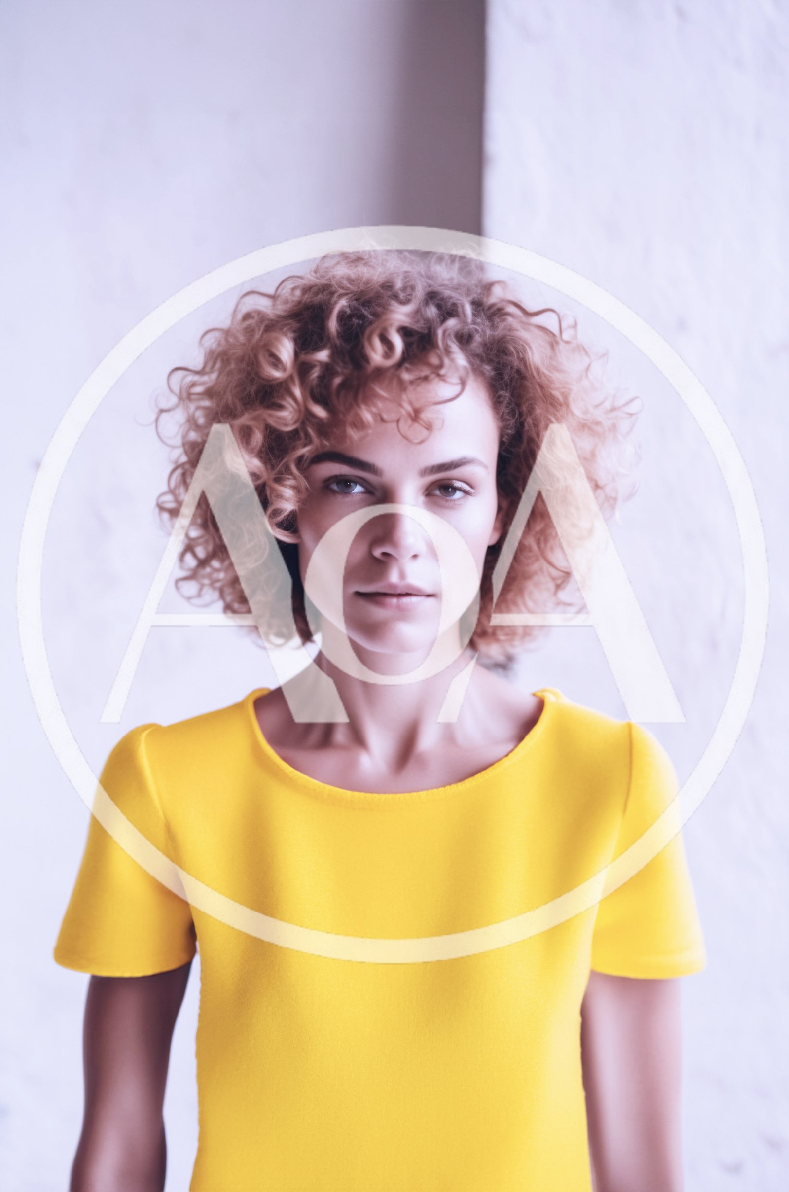 Portrait Of A Young Woman With Curly Hair