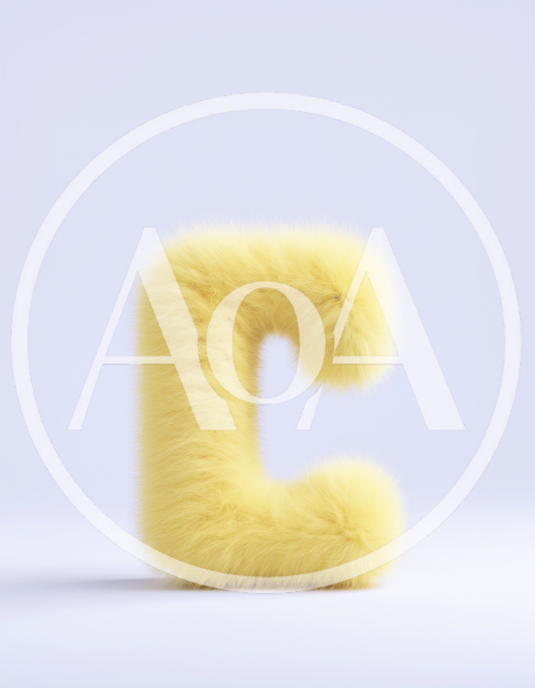 Yellow Furry Letter C On White Background