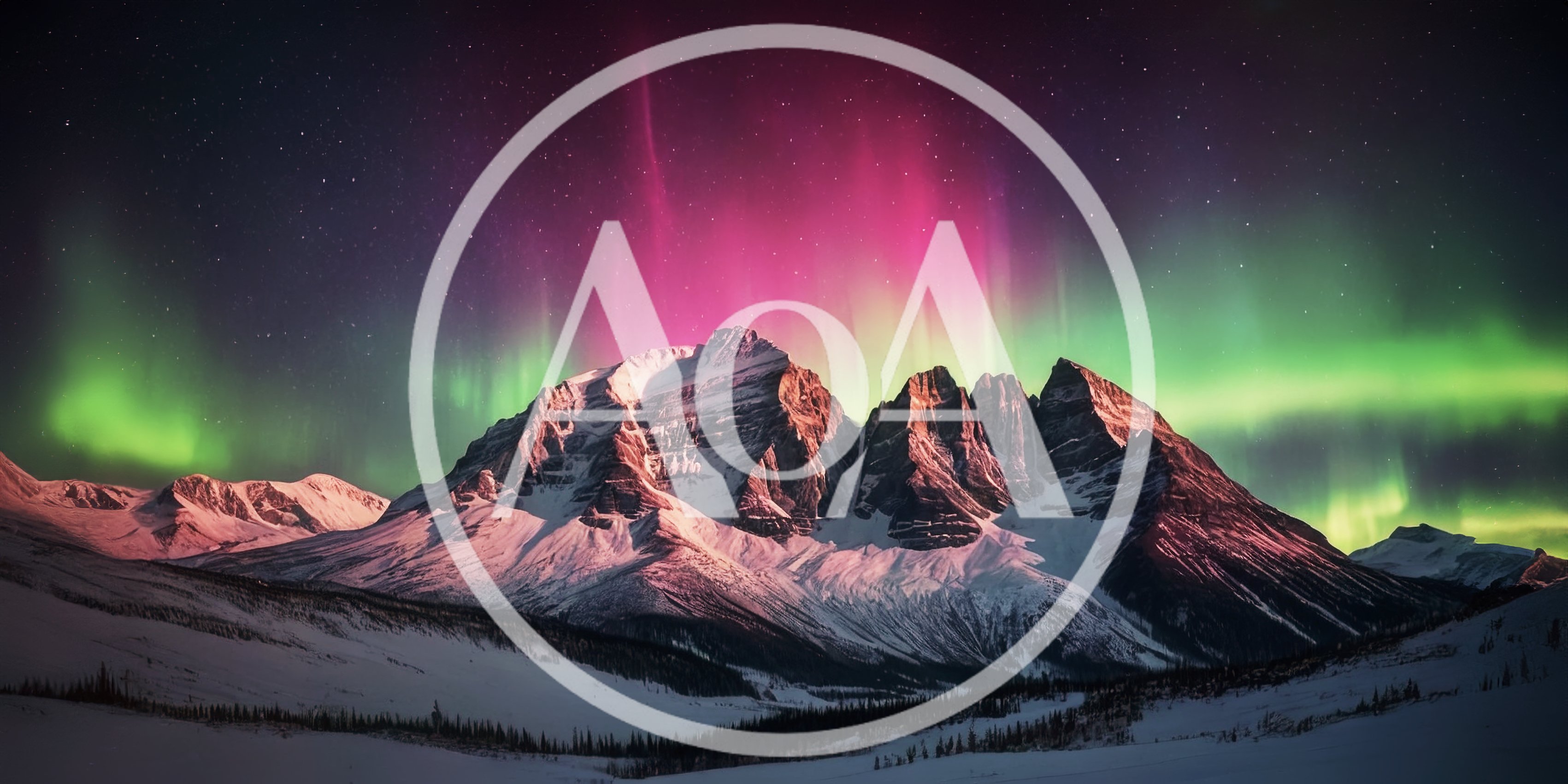 Majestic Snow Covered Mountains Under Vibrant Aurora Borealis
