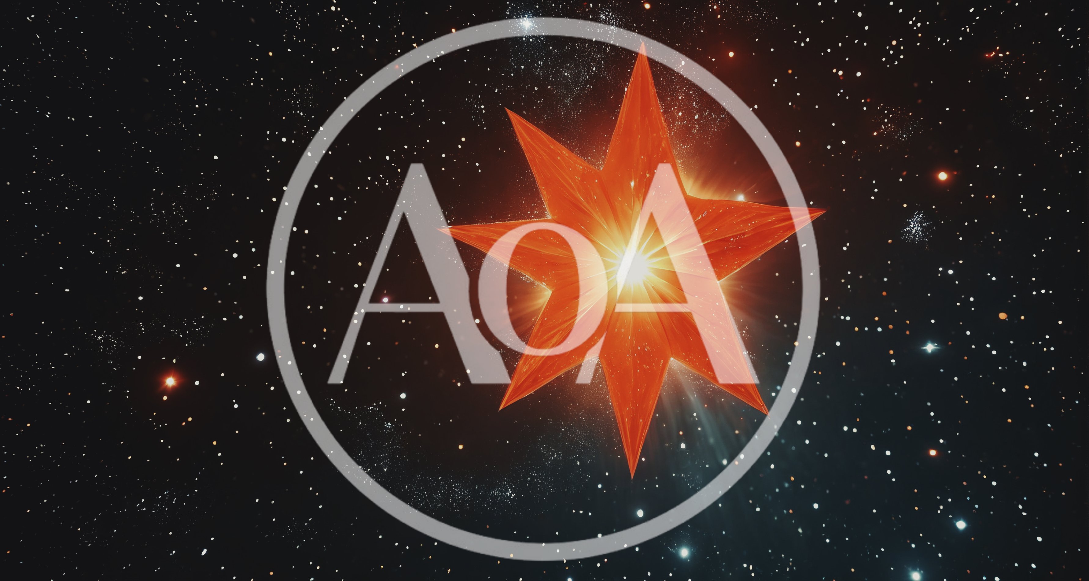 Glowing Eight Pointed Red Star In Deep Space