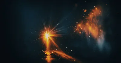 Bright Golden Light Burst With Floating Particles