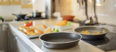 Empty Frying Pan On A Modern Kitchen Counter