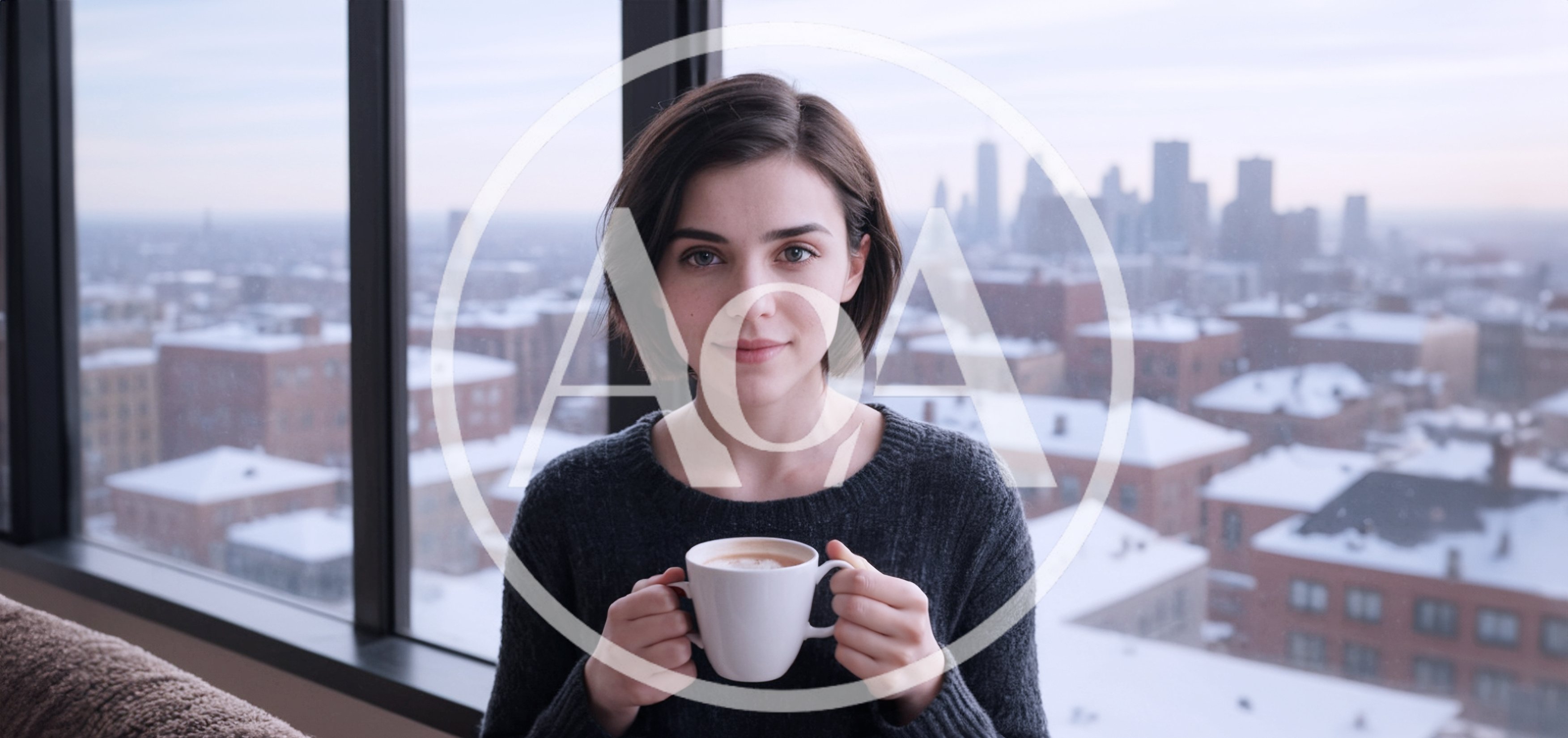 Young Woman Holding A Coffee Mug By A Window