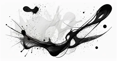 Abstract Black Ink Splatter On White Background