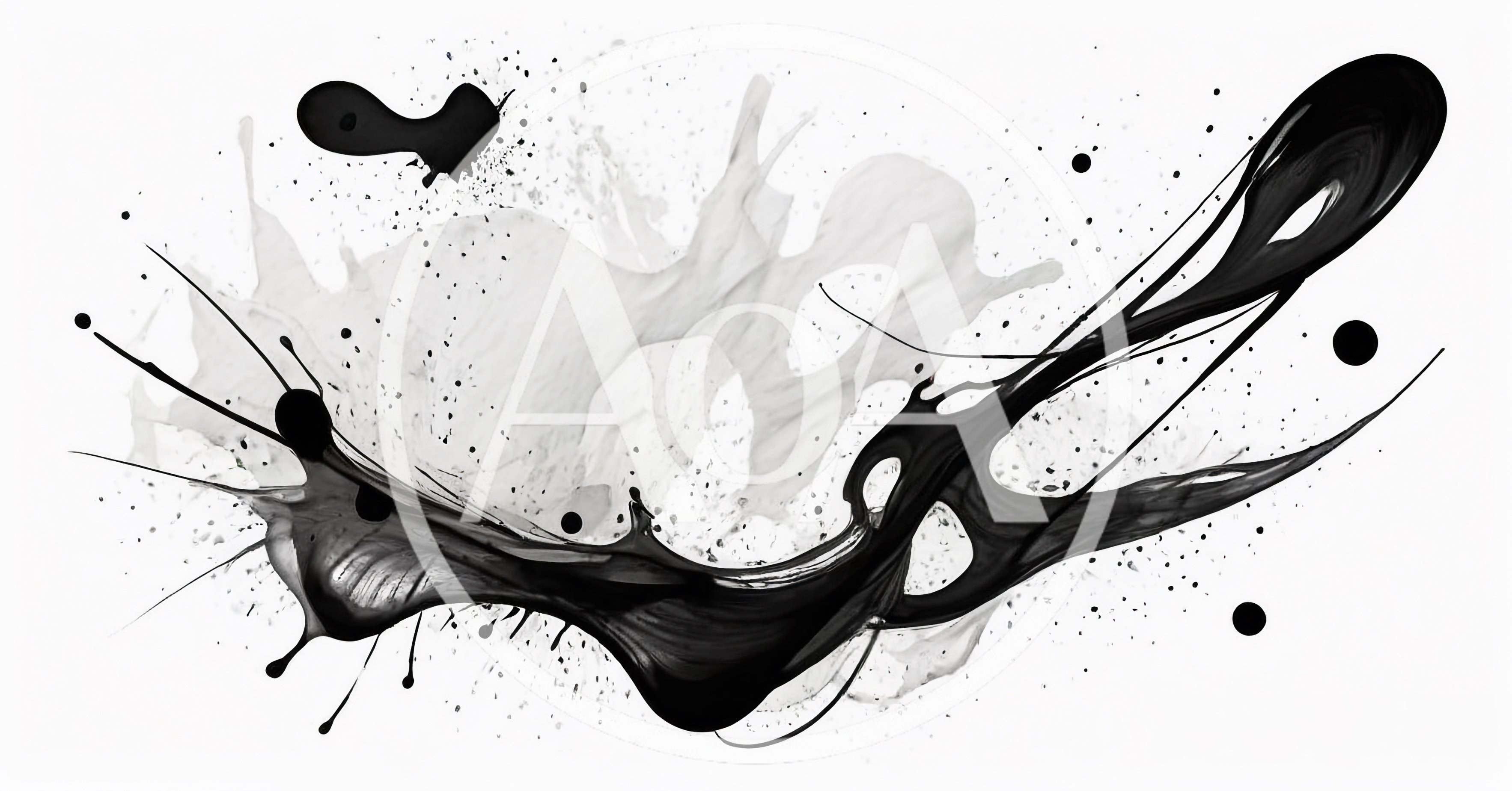 Abstract Black Ink Splatter On White Background