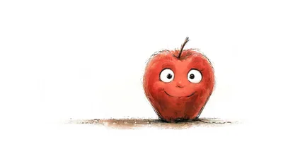 Whimsical Illustration Of A Smiling Red Apple Character
