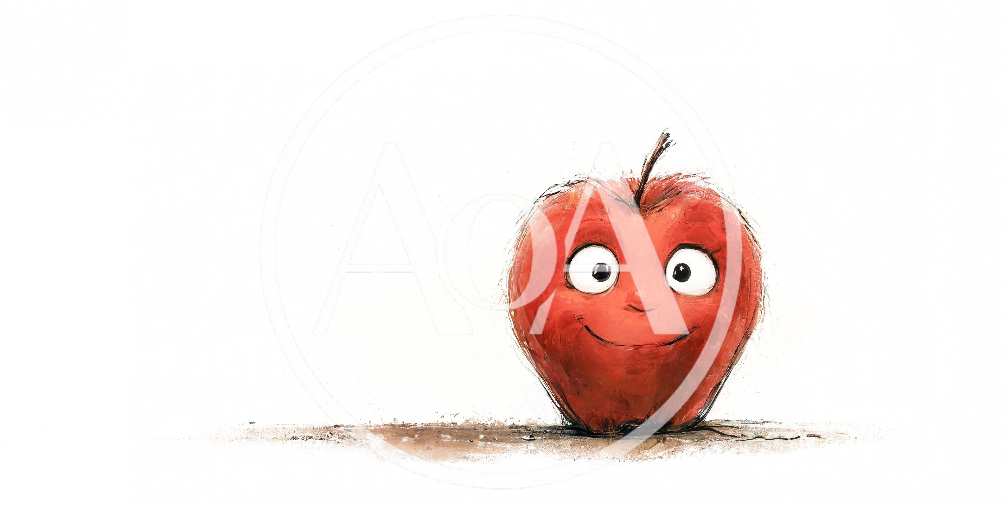 Whimsical Illustration Of A Smiling Red Apple Character