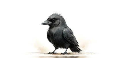 Digital Illustration Of A Small Black Crow